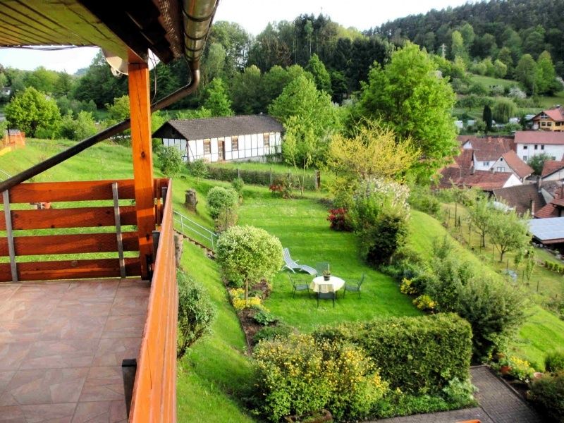 Blick vom Balkon in den Garten 